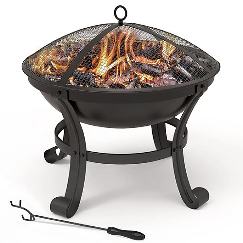 Vounot Brasero exterieur BBQ avec couvercle en acier noir