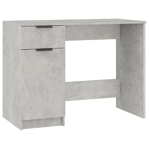 Helloshop26 Bureau table poste de travail meuble d'ordinateur informatique étude 100 x 50 x 75 cm bois d'ingénierie gris 02_0023825