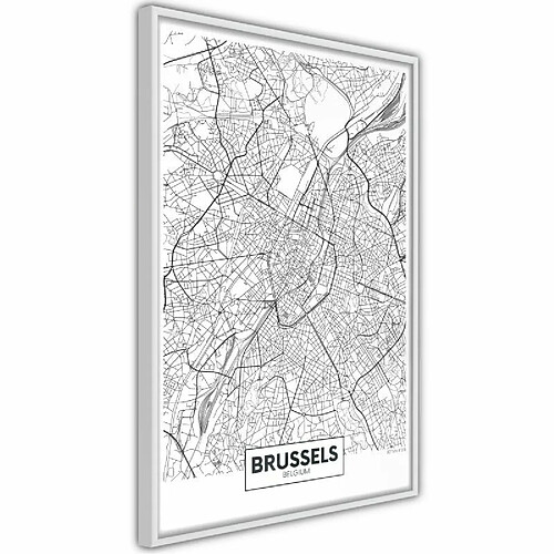 Paris Prix Affiche Murale Encadrée City map Brussels 40 x 60 cm Blanc