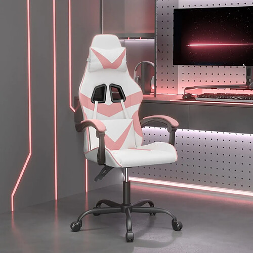 vidaXL Chaise de jeu Blanc et rose Similicuir