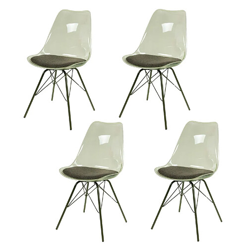 Amadeus Lot de 4 chaises Diane avec coussin d'assise - Vert