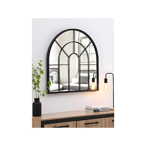 Vente-Unique Miroir fenêtre en métal - H. 80 x L. 80 cm - Noir - LOYA