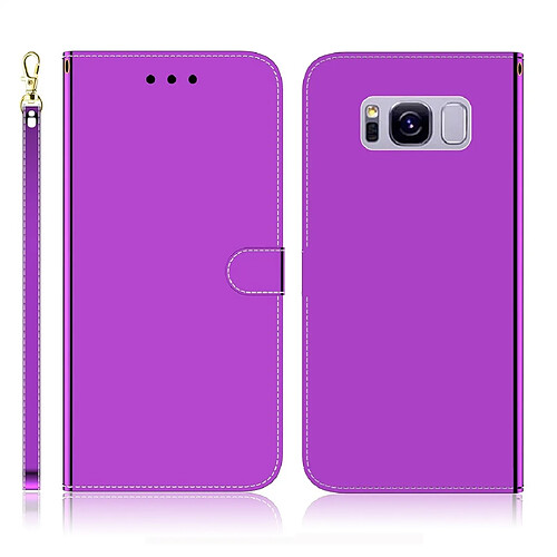 Wewoo Housse Coque Etui à rabat horizontal en surface imitée pour Galaxy S8 + avec fentes cartes et porte-cartes ainsi que portefeuille et lanière violet