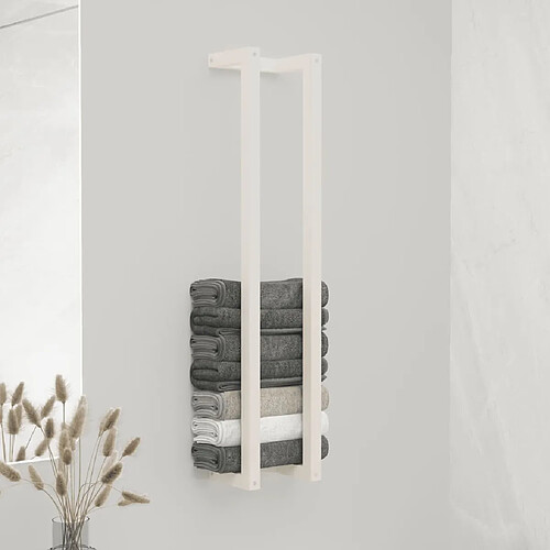 vidaXL Porte-serviette Blanc 23x18x110 cm Bois de pin massif