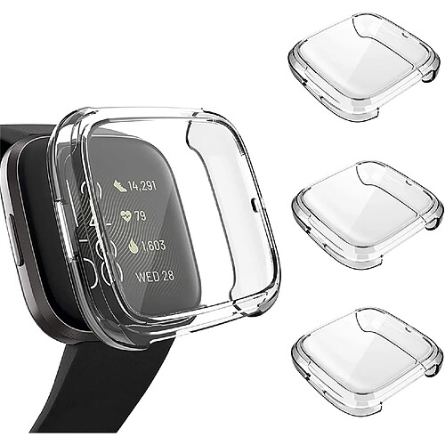 Lot de 3 films de protection d'écran compatibles avec Fitbit Versa 2, étui de protection en TPU souple ultra-fin et souple pour montre intelligente Fitbit Versa 2, transparent, transparent, transparent