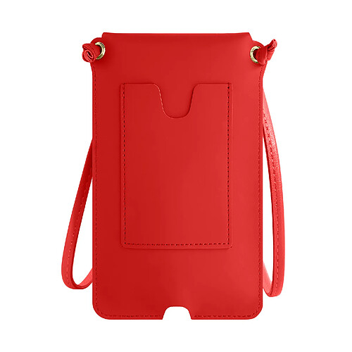 Avizar Pochette Bandoulière Smartphone avec Rangement carte Simili cuir Rouge