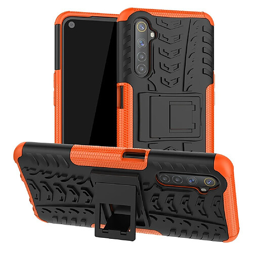 Coque en TPU combo de pneus cool avec béquille orange pour votre Realme 6