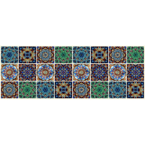 Alter Tapis de cuisine, 100% Made in Italy, Tapis antitache avec impression numérique, Tapis antidérapant et lavable, Modèle Majolica - Bethany, 140x52 cm