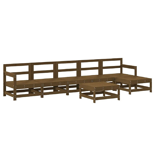 Maison Chic Salon de jardin 7 pcs - Table et chaises d'extérieur - Mobilier/Meubles de jardin Moderne Marron miel Bois de pin massif -MN68982