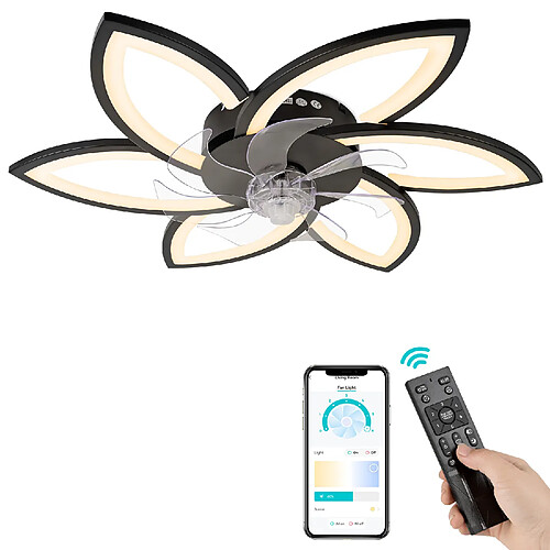 FIMEI Ventilateur de plafond à LED 6 Vitesse Fan Silencieux avec Dimmable Eclairage 3 Couleurs