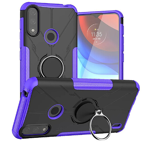 Coque en TPU 2-en-1, anti-empreintes digitales avec béquille pour votre Motorola Moto E7 Power - violet