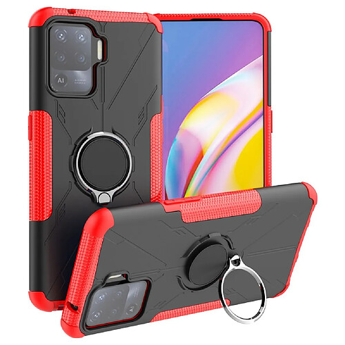 Coque en TPU anti-chocs avec béquille pour votre Oppo A94/F19 Pro/Reno5 F - rouge