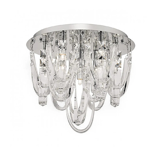 Luminaire Center Plafonnier Roxanne cristal et chrome poli 7 ampoules