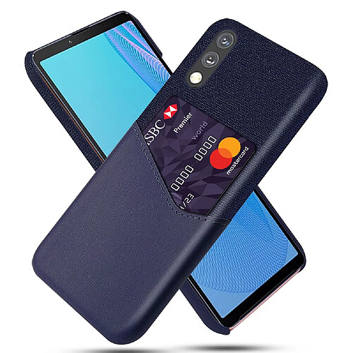 Coque en TPU + PU KSQ anti-rayures avec porte-carte bleu pour votre Sony Xperia Ace 2