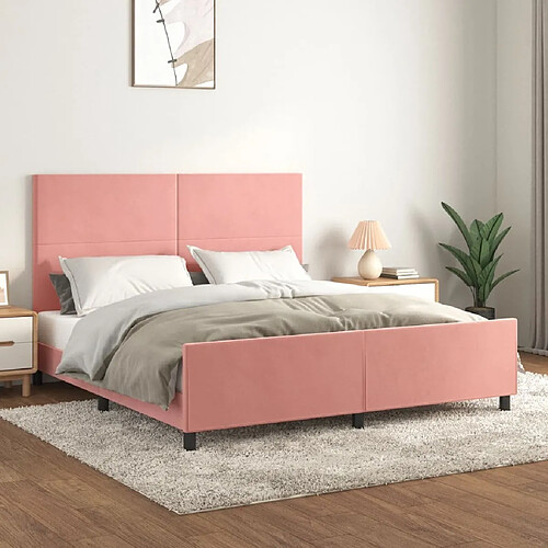 Maison Chic Lit adulte - Cadre Structure de lit avec tête de lit Contemporain Rose 180x200 cm Velours -MN12950