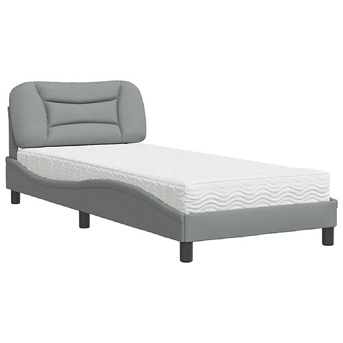 Vidaxl Lit avec matelas gris clair 80x200 cm tissu