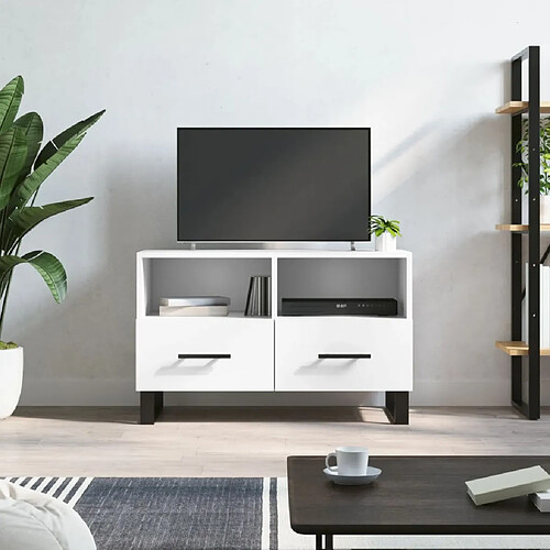 vidaXL Meuble TV Blanc 80x36x50 cm Bois d'ingénierie