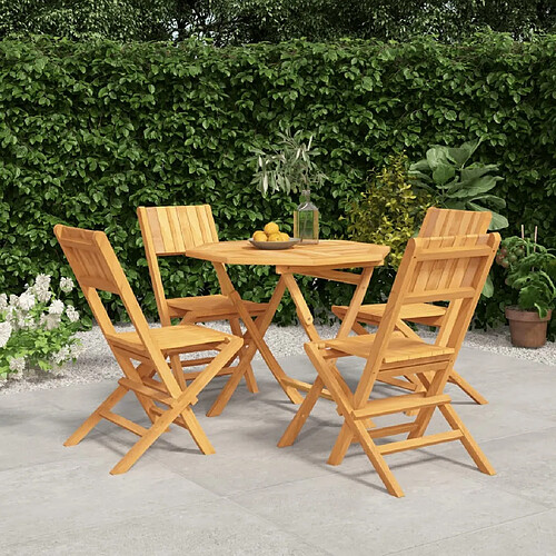 Salle à dîner de jardin 5 pcs,Table et chaise à manger Bois de teck massif -MN34848