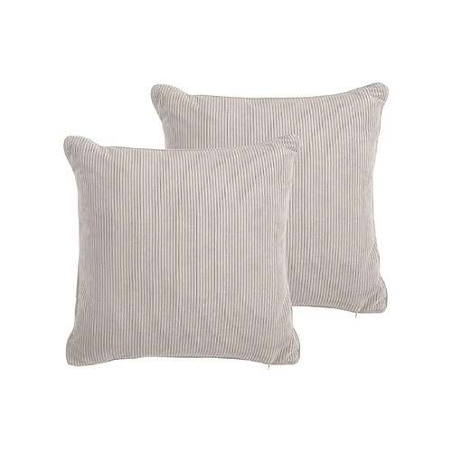 Vente-Unique Lot de 2 coussins en velours côtelé - 45 x 45 cm - 360g/m2 - Taupe - JOVINA