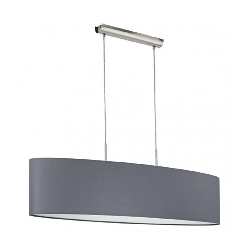 EGLO Suspension en tissu PASTERI 2 ampoules nickel satiné abat jour gris