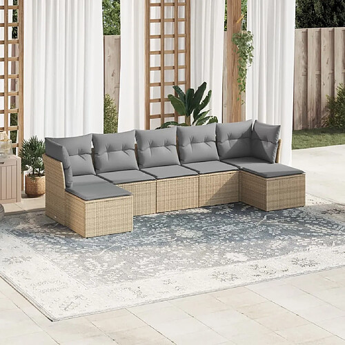 vidaXL Salon de jardin avec coussins 7 pcs gris clair résine tressée