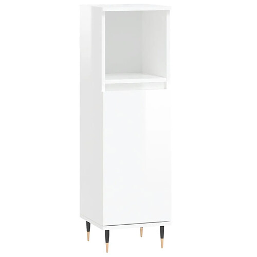 Maison Chic Armoire de salle de bain,Meuble de rangement,Meuble haut blanc brillant 30x30x100 cm -GKD738738