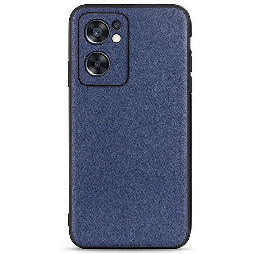 Coque en TPU + cuir véritable anti-rayures, légèreté, bleu pour votre Oppo Reno7 SE 5G