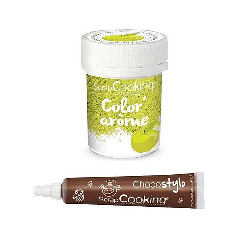 Scrapcooking Colorant alimentaire vert arôme pomme + Stylo chocolat