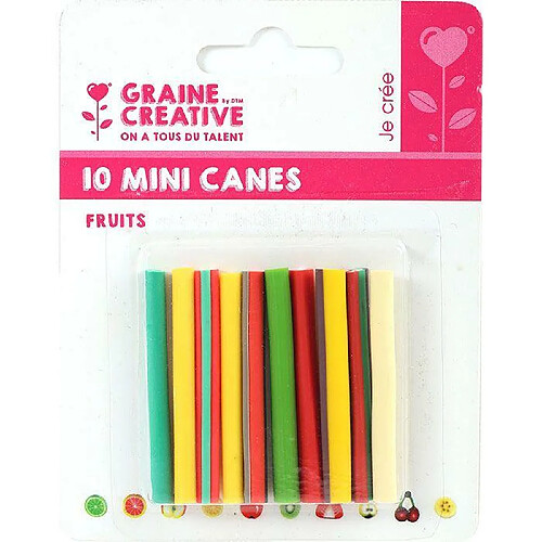 Graines Creatives 10 mini canes pâte polymère à trancher 5 x 0,5 cm - Fruits