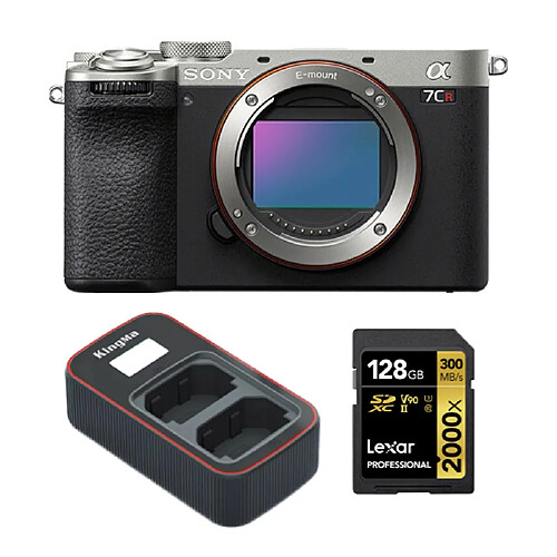 Sony Alpha a7CR Mirrorless Camera (Silver)+Lexar 256GB Professional 2000x UHS-II SDXC Memory Card + Kingma Sony NP-FZ100 LCD Dual USB charger