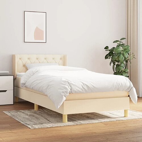 vidaXL Sommier à lattes de lit avec matelas Crème 80x200 cm Tissu