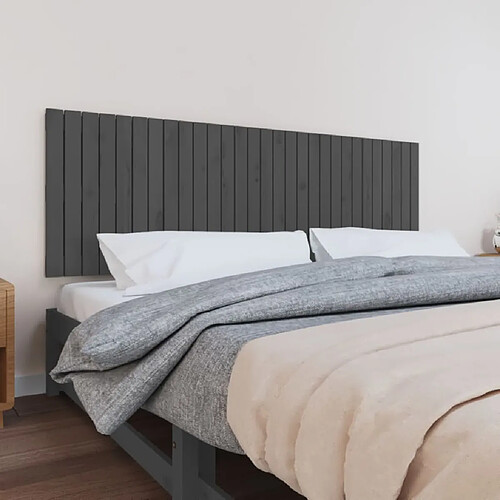 vidaXL Tête de lit murale Gris 185x3x60 cm Bois massif de pin