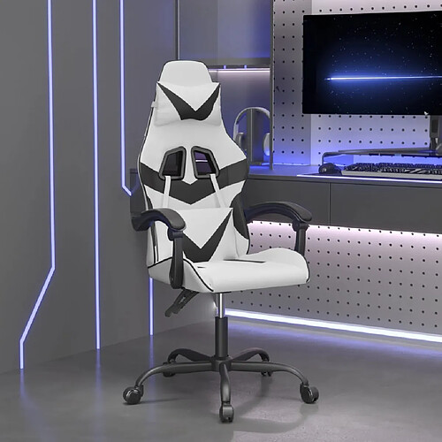 vidaXL Chaise de jeu Blanc et noir Similicuir