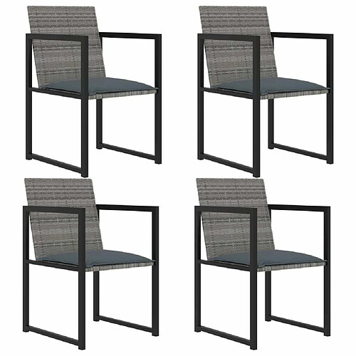 Maison Chic Mobilier à dîner 5 pcs de jardin avec coussins - Ensemble table et chaises d'extérieur - Salon/Mobilier de jardin classique Résine tressée Gris -MN58107