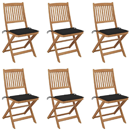 vidaXL Chaises pliables de jardin lot de 6 avec coussins Bois d'acacia