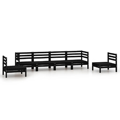 Maison Chic Salon de jardin 6 pcs - Table et chaises d'extérieur - Mobilier/Meubles de jardin Moderne Noir Bois de pin massif -MN70428