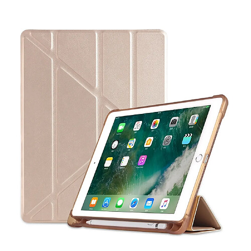 Wewoo Smart Cover Coque de protection TPU antichoc multi-rabattable pour iPad 9.7 2018 / 9.7 2017 / air / air2avec support et fente stylo or