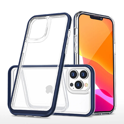 Ozzzo coque transparente 3 en 1 pour iphone 13 pro avec cadre en gel bleu