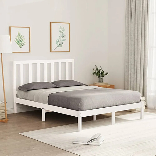 Maison Chic Lit adulte - Lit simple Cadre de lit,Structure du lit Contemporain Blanc Bois massif 120x200 cm -MN36005