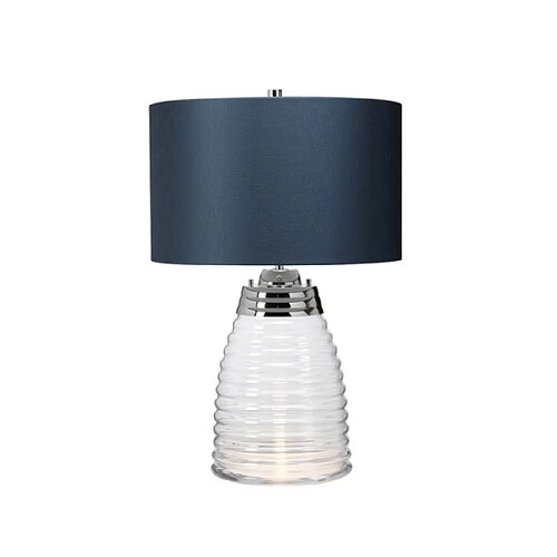 Elstead Lighting Lampe de table Milne Verre,Acier,Satin texturé Ferronnerie en nickel poli, verrerie transparente.