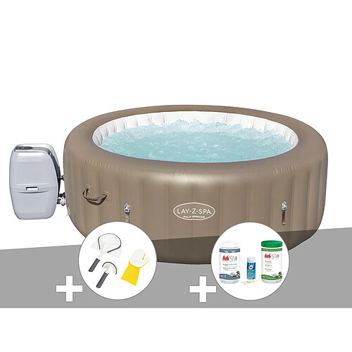 Kit spa gonflable Bestway Lay-Z-Spa Palm Springs rond Airjet 4/6 places + Kit traitement brome + Kit de nettoyage