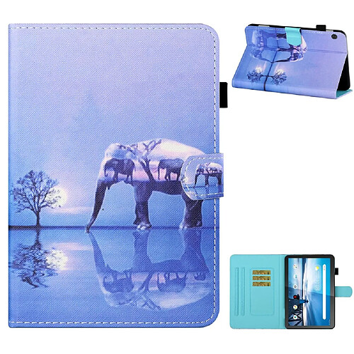 Etui en PU impression de motifs avec support et porte-cartes l'éléphant pour votre Lenovo Tab M10 TB-X605F/X505F