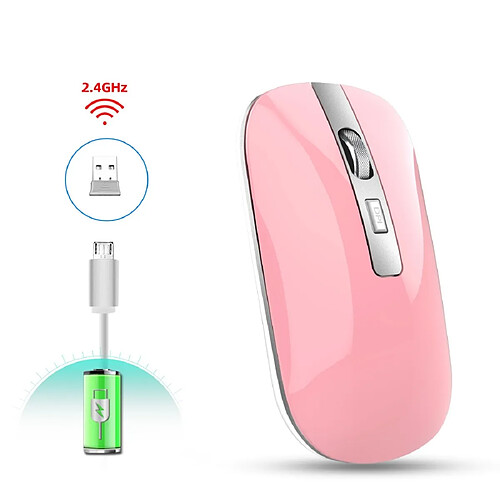 Wewoo Souris sans fil M30 rechargeable Metal Wheel Mute 2.4G Office Mouse 500 mAh Built-in Battery Pink