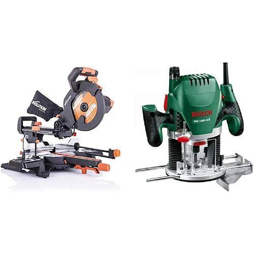 Evolution Power Tools - Scie à Onglets Coulissante Multi-Matériaux R255SMS + avec le Pack Plus, 255 mm (230 V)