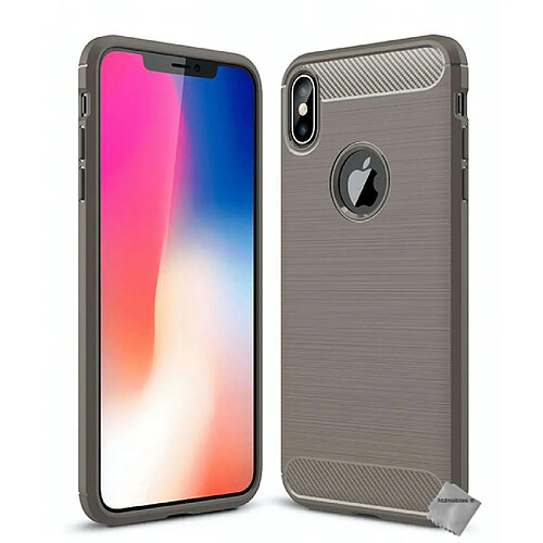 Htdmobiles Coque silicone gel carbone pour Apple iPhone XS Max + film ecran - GRIS