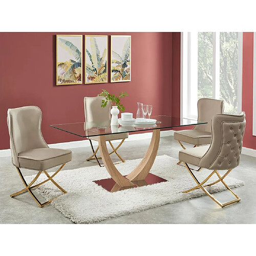 Lot de 2 chaises en velours et acier inoxydable doré - Beige - MARELANO de Pascal MORABITO