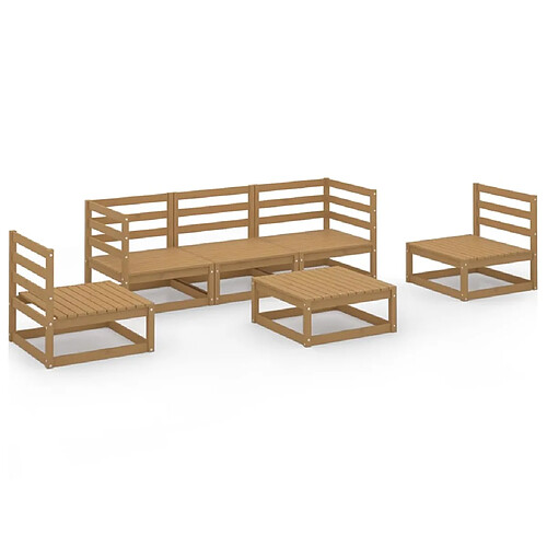 Maison Chic Salon de jardin 6 pcs - Table et chaises d'extérieur - Mobilier/Meubles de jardin Moderne marron miel bois de pin massif -MN17562