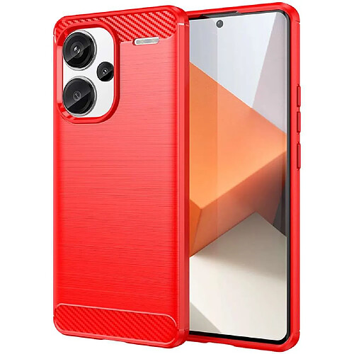 Htdmobiles Coque pour Xiaomi Redmi Note 13 Pro+ Plus 5G - housse etui silicone gel carbone + verre trempe - ROUGE