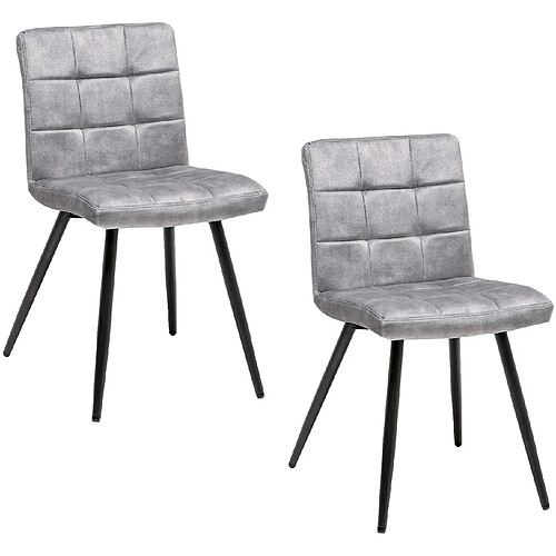 Decoshop26 Lot de 2 chaises de salle à manger en velours gris rembourrée structure métal noir BUR09094