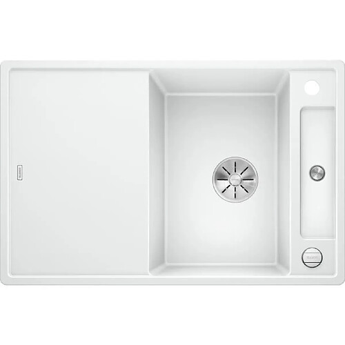 BLANCO Axia III 45S - evier - SILGRANIT - 1 cuve - reversible - vidage auto - siphon inclus - planche a decouper verre - blanc